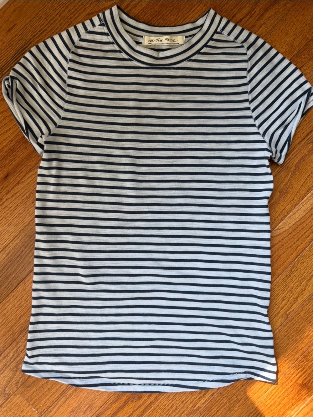 We The Free x Free People Striped Short Sleeve Crew Tee Shirt